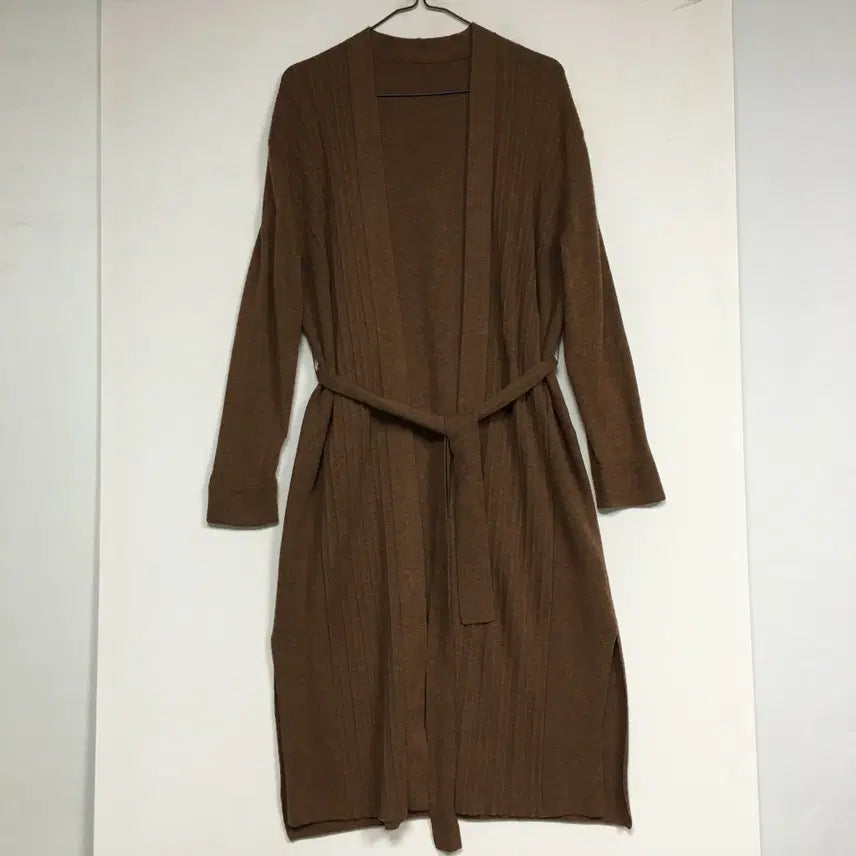 [BUNJANG] ISAE Belted Knit Long Cardigan (Size 8, Brown) / ISAE 이새 벨티드 니트 롱 가디건 8