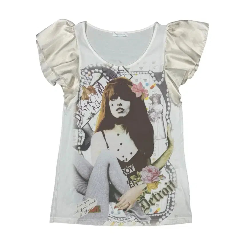 [BUNJANG] Hysteric Glamour Archive Frill Wing Detail Short Sleeve T-Shirt / 히스테릭 글래머 아카이브 프릴 날개 디테일 반팔 티셔츠