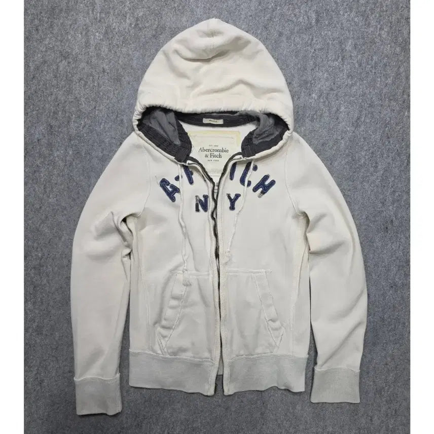 [BUNJANG] Abercrombie & Fitch Y2K NY Felt Logo Vintage Zip-Up Hoodie Size S / 아베크롬비 앤 피치 Y2K NY 펠트 로고 빈티지 후드 집업 S