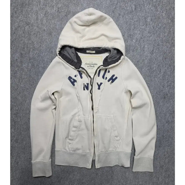 [BUNJANG] Abercrombie & Fitch Y2K NY Felt Logo Vintage Zip-Up Hoodie Size S / 아베크롬비 앤 피치 Y2K NY 펠트 로고 빈티지 후드 집업 S