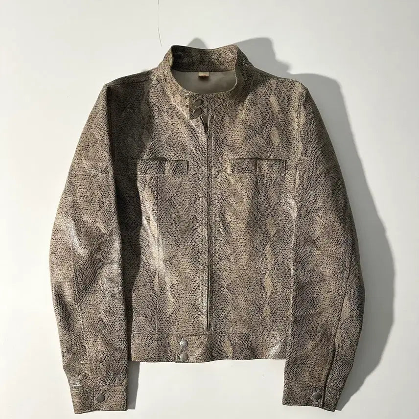 [BUNJANG] Python Pattern Leather Jacket / python pattern 돈피 가죽자켓