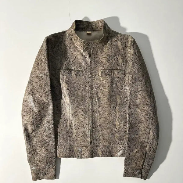 [BUNJANG] Python Pattern Leather Jacket / python pattern 돈피 가죽자켓