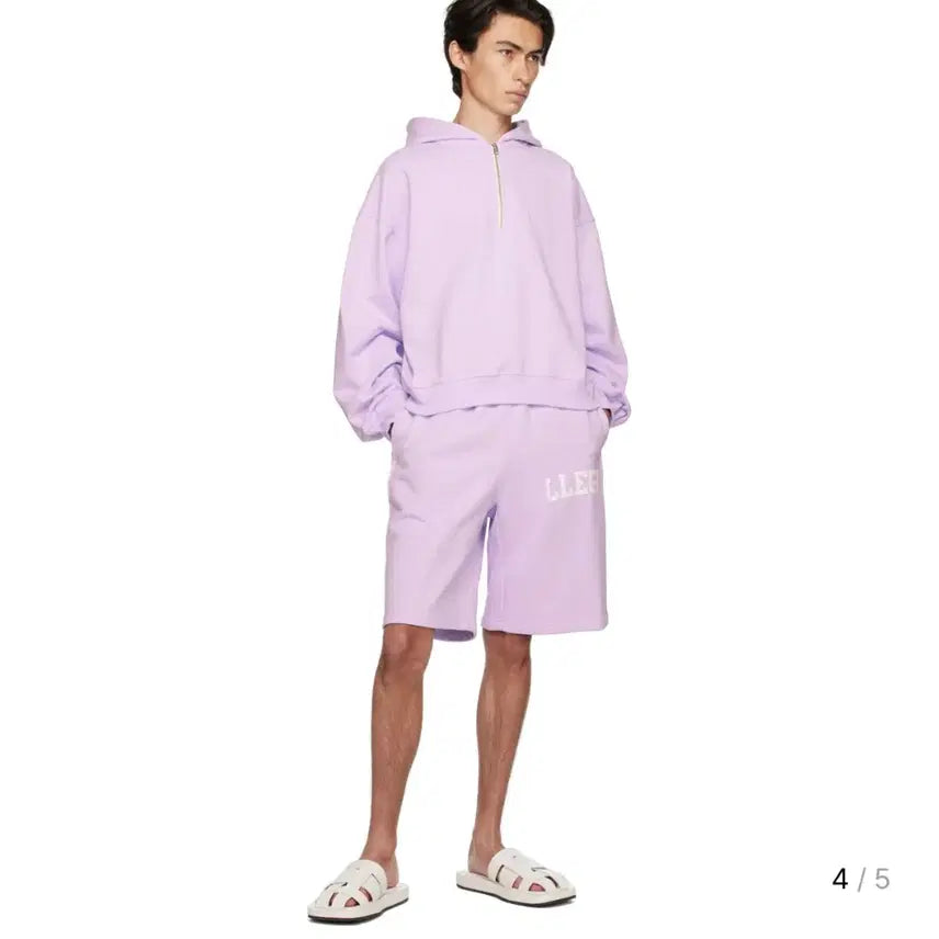[BUNJANG] RECTO Purple Half-Zip Hoodie + Purple Training Shorts Set / 렉토 퍼플 하프집 후드+퍼플 트레이닝 쇼츠 셋업