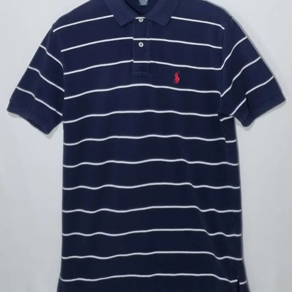 [BUNJANG] Polo Ralph Lauren Navy + White PK Stripe Short Sleeve T-Shirt / S ) 폴로랄프로렌 네이비+화이트 PK 스트라이프 반팔티