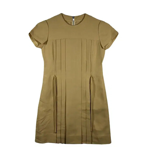 [BUNJANG] Camel Pintuck Short Sleeve A-Line Dress / 카멜 핀턱 반팔 A라인 원피스  하객룩