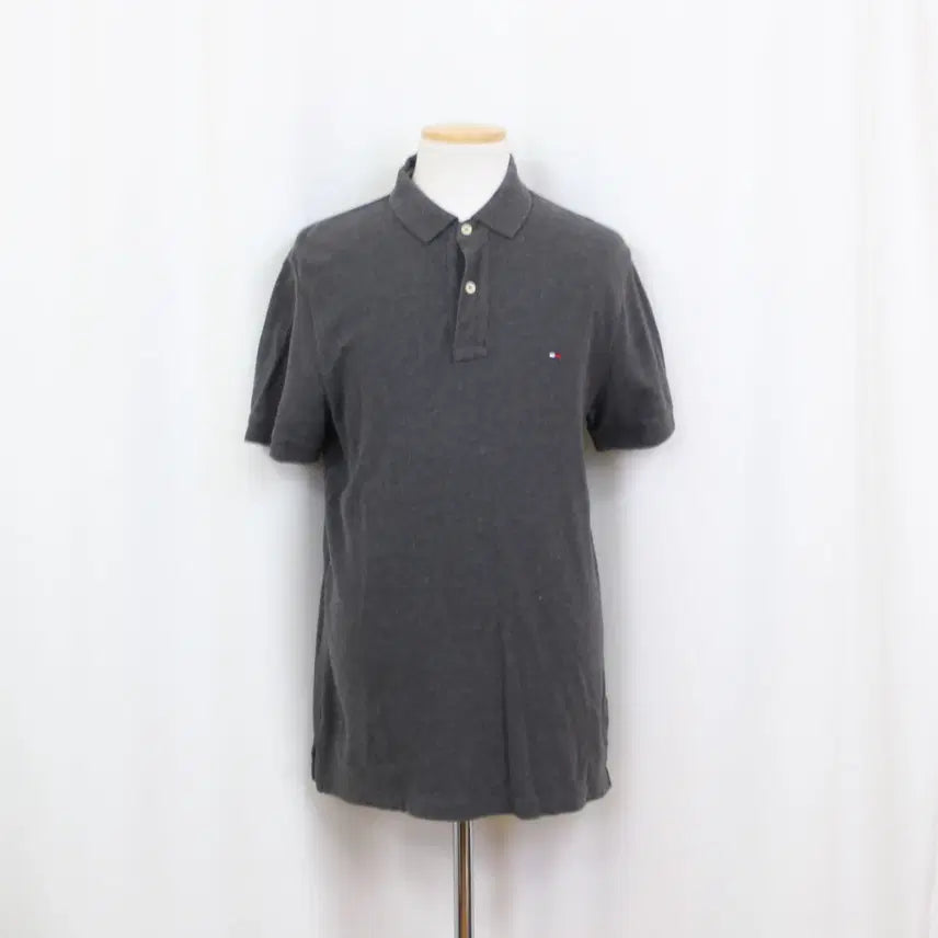 [BUNJANG] Tommy Hilfiger Men's Premium 100% Cotton Pique Polo T-Shirt (M) - Heather Grey / [정품] 타미힐피거 남성 반팔 피케 카라 티셔츠 (M) 상상샵