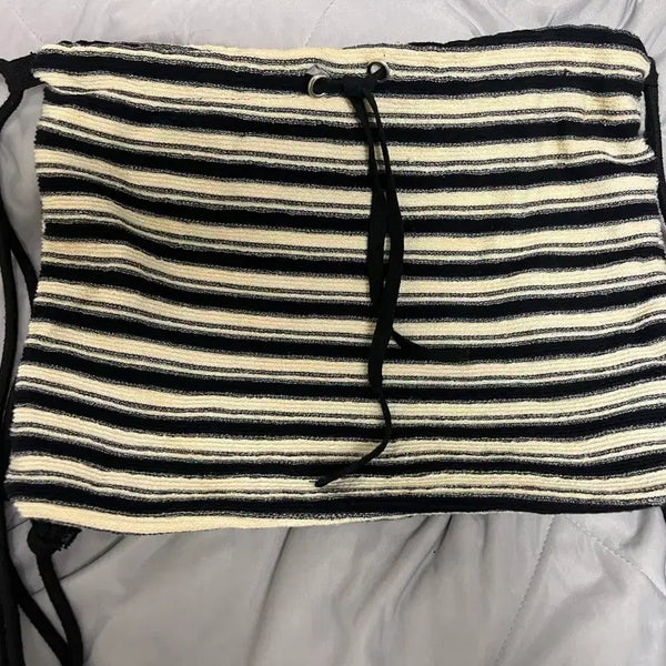 [BUNJANG] Stripe Cotton Backpack / 스트라이프 코튼 백팩