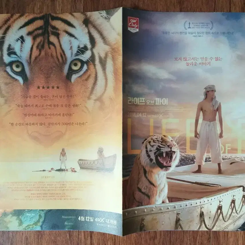 [BUNJANG] Life of Pi Movie Re-release Flyer A4 / 라이프 오브 파이 영화 재개봉 전단지 팜플렛 4단접이 A4