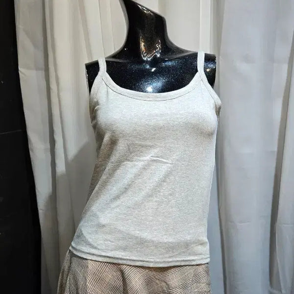 [BUNJANG] Round Neck Sleeveless Top - Grey / 앞뒤 라운드 그레이 나시