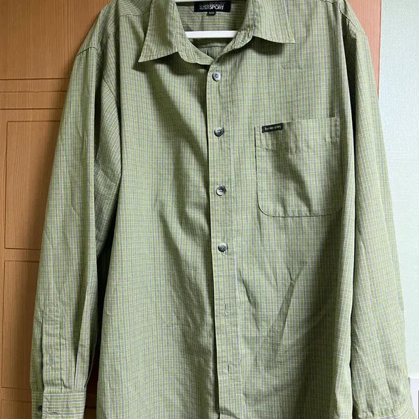 [BUNJANG] Kolon Sport Green Plaid Shirt (Size 100) / 코오롱 스포츠 셔츠 체크무늬 연두색 100