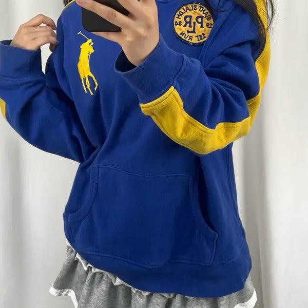 [BUNJANG] Polo Ralph Lauren Big Pony Blue Hoodie / 폴로 빅포니 블루 후드티