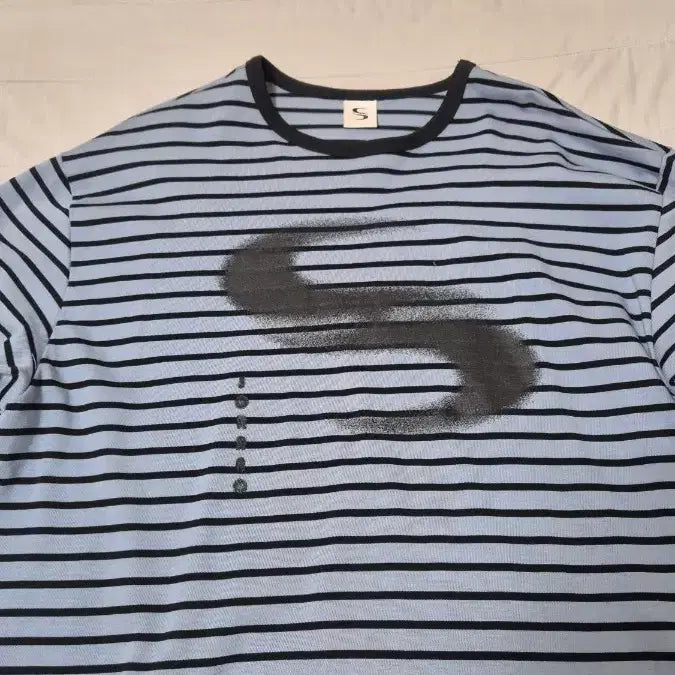 [BUNJANG] Sorano Blue Basic Logo Stripe Long Sleeve T-Shirt / 소라노 블루 긴팔 티 SORANO Basic Logo Stripe