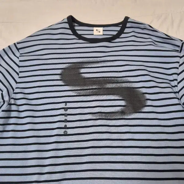 [BUNJANG] Sorano Blue Basic Logo Stripe Long Sleeve T-Shirt / 소라노 블루 긴팔 티 SORANO Basic Logo Stripe