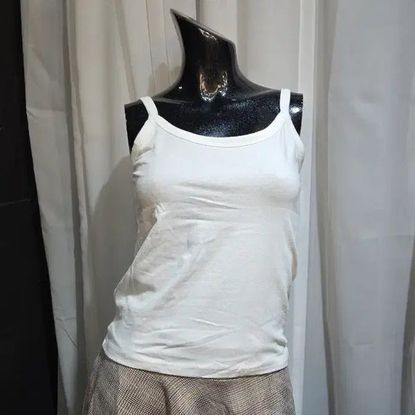 [BUNJANG] White Round Neck Sleeveless Top / 앞뒤 라운드 화이트 나시