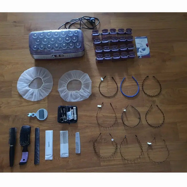 [BUNJANG] Hair Roller Set, Headband Set, Nail Clipper Set, Comb Set, Hair Net & Hand Mirror / 헤어롤셋트+머리띠셋트+손톱깎기셋트+빗종류셋트+머리망및손거울  깔끔함