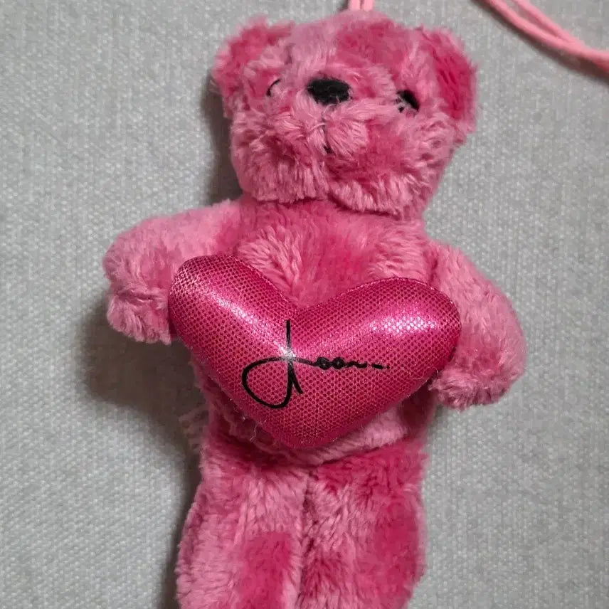 [BUNJANG] Pink Bear Plush Keychain / 핑크색 곰돌이 인형 하트 키링