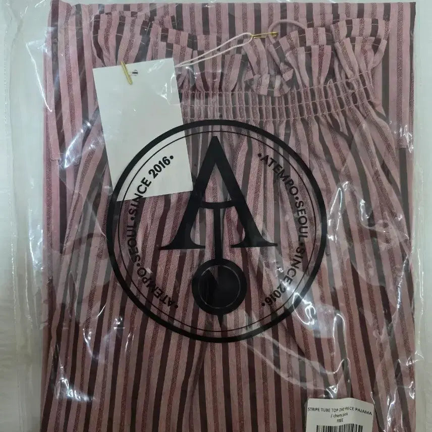 [BUNJANG] ATEMPO Stripe Tube Top One-Piece Pajama Cherry Pink / 아템포 원피스 잠옷 파자마