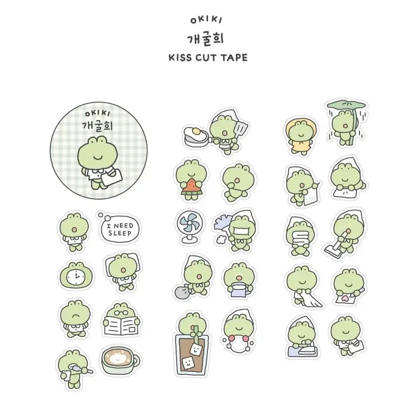[BUNJANG] Okiki Kaegulhee Die-Cut Washi Tape Sticker Set / 키스컷 띵) 오키키 개굴희 마테 스티커 다꾸 다꾸템 문덕 문구용품