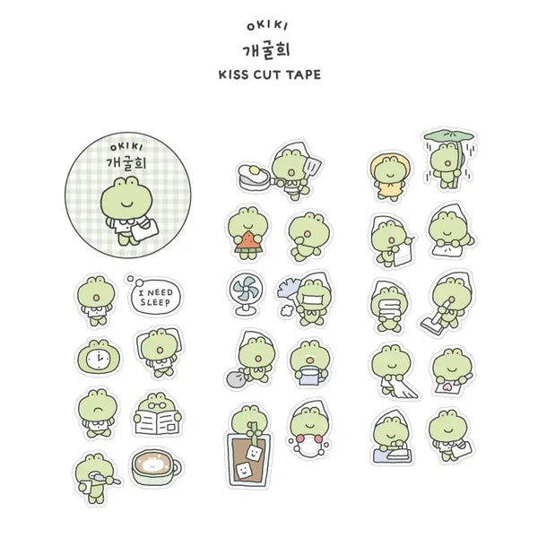 [BUNJANG] Okiki Kaegulhee Die-Cut Washi Tape Sticker Set / 키스컷 띵) 오키키 개굴희 마테 스티커 다꾸 다꾸템 문덕 문구용품