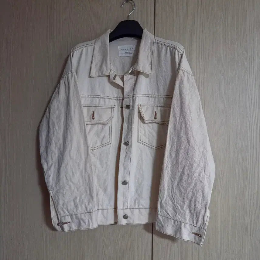 [BUNJANG] Unisex Cotton Jacket - Ivory/Light Beige / STYLISH 남여공용 면 자켓  남자 95~100 / 여자 77사이즈 전후