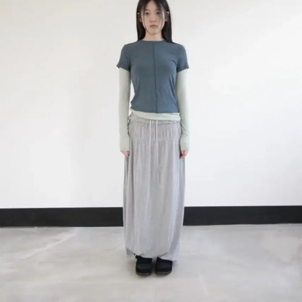 [BUNJANG] After Monday Drape Shirring Long Skirt Grey / 에프터먼데이 드레이프 셔링 롱스커트