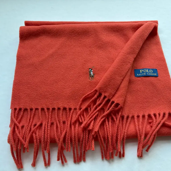 [BUNJANG] Polo Ralph Lauren Fringe Virgin Wool Scarf Orange / 폴로 랄프 로렌 프린지 버진 울 스카프 목도리, 오렌지 색상