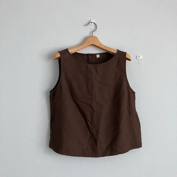 [BUNJANG] Uniqlo Linen Blend Sleeveless Blouse XL / 유니클로 린넨 블렌드 나시 블라우스 xl