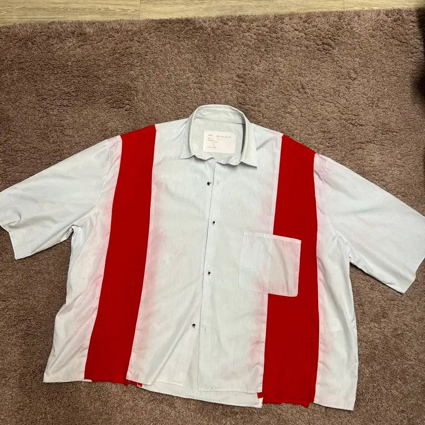 [BUNJANG] KamiellFortgens Oversized Summer Shirt Stripe Red / 카미엘포트젠스 오버핏 썸머 셔츠
