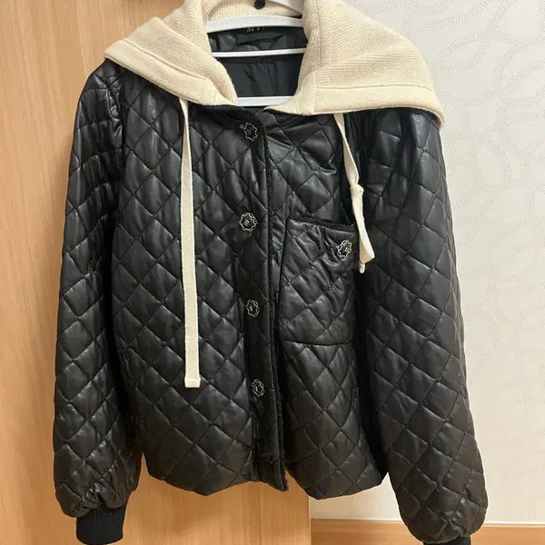 [BUNJANG] Mine Leather Detachable Hood Jacket / 마인 레더 디테쳐블 자켓