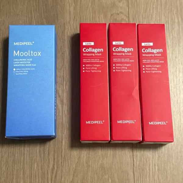 [BUNJANG] Medi-Peel Lacto Collagen Wrapping Mask (3-pack) + Water Tox Wrapping Mask (1-pack) / 새상품) 메디필 락토 콜라겐 랩핑 마스크 3개 + 물톡스 랩핑 마스크 1개