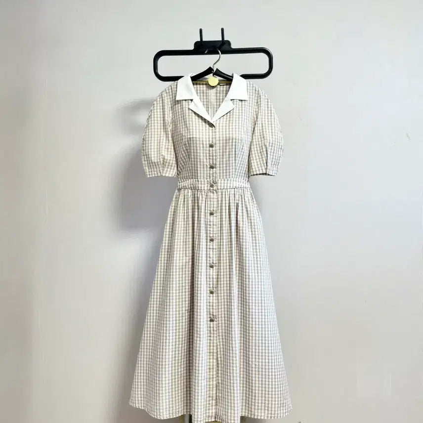 [BUNJANG] DUEL One-Piece Dress Casual Chic Beige Checkered / 듀엘원피스
