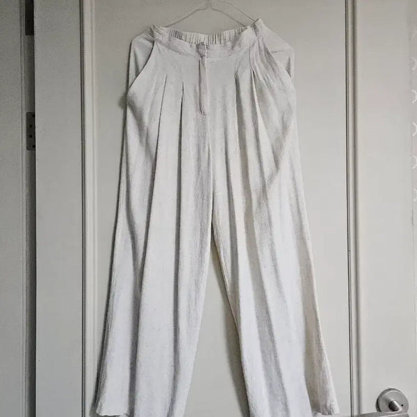 [BUNJANG] Wide Leg Slacks - White / 하객룩 와이드 슬랙스 흰색