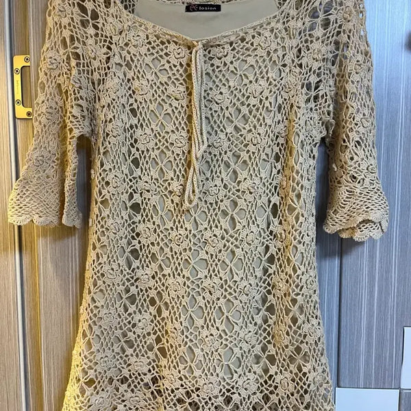 [BUNJANG] Vintage Knitting T-Shirt - Mori Girl Style / 빈티지 사계절 착용 가능 니팅 티셔츠 모리걸