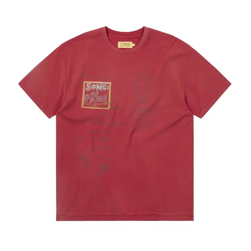 [BUNJANG] Dindaneat x Daniel Johnston Songs of Pain Faded Tee Red / 디네댓 TNT Daniel Johnston SONGS of PAIN Faded Tee Red