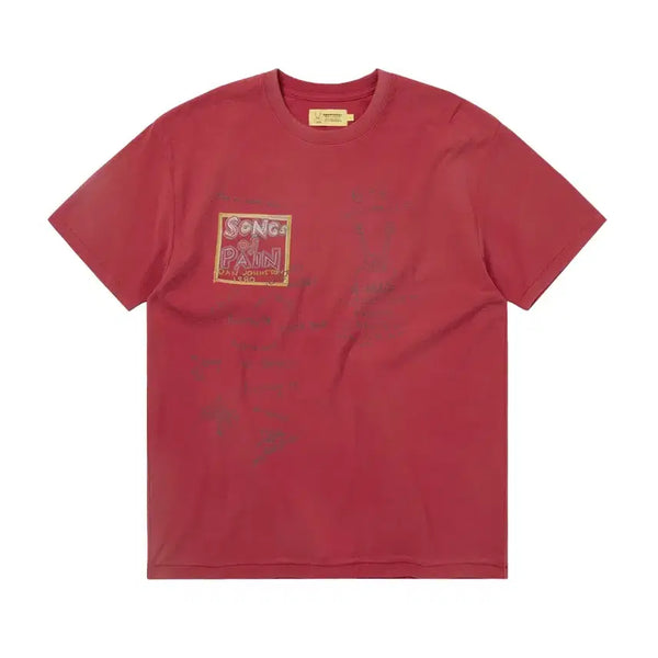 [BUNJANG] Dindaneat x Daniel Johnston Songs of Pain Faded Tee Red / 디네댓 TNT Daniel Johnston SONGS of PAIN Faded Tee Red