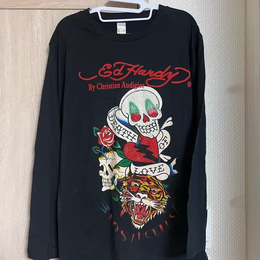 [BUNJANG] Ed Hardy Cubic Black Skull Long Sleeve Punk Y2K / 에드하디 큐빅 블랙 스컬 롱슬리브 펑크 y2k
