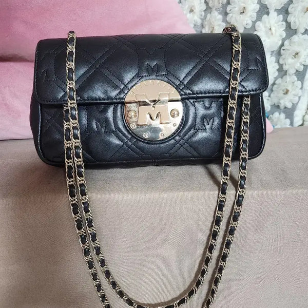 [BUNJANG] Metic City Quilting Chain Crossbody Bag Black Leather / 메트로시티 크로스백가방