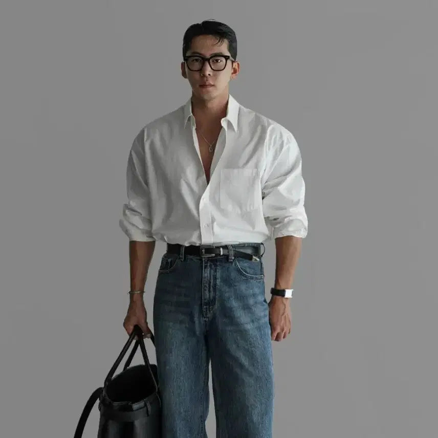 [BUNJANG] Bauhaus Product Basic White Shirt L (105) / (새상품)바우로 프로덕트 베이직 화이트 셔츠 L (105)