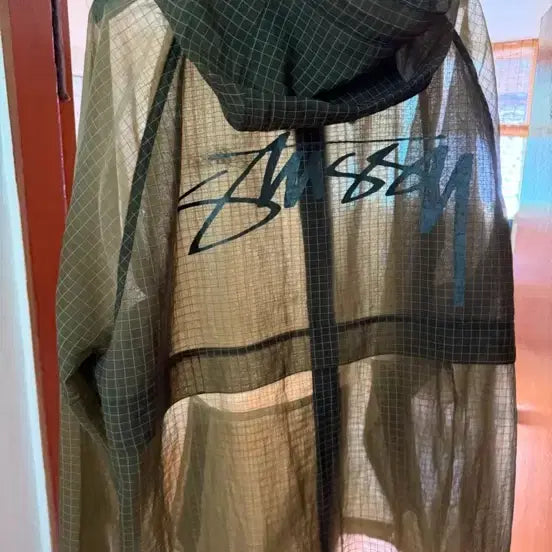 [BUNJANG] Stüssy Beach Shell Transparent Ripstop Olive Loose Fit Jacket / 스투시 비치 쉘 트랜스패런트 립스탑 올리브 엑라사이즈 174/84 기준 루즈핏