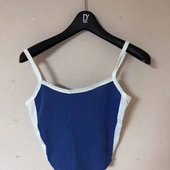 [BUNJANG] Navy White Color-Blocked Crop Tank Top / 네이비 화이트 배색 크롭 나시 새제품