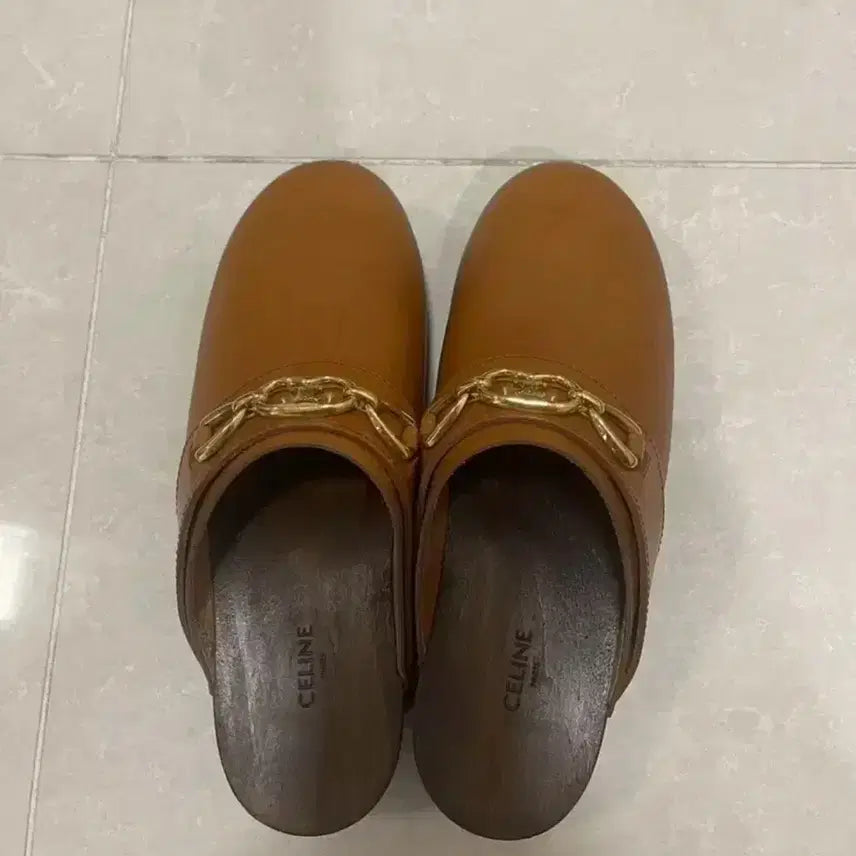 [BUNJANG] Celine Calfskin Clogs Mules Tan EU37 / 셀린느 클로그 뮬 카프스킨 탠 37(EU240)[새상품]