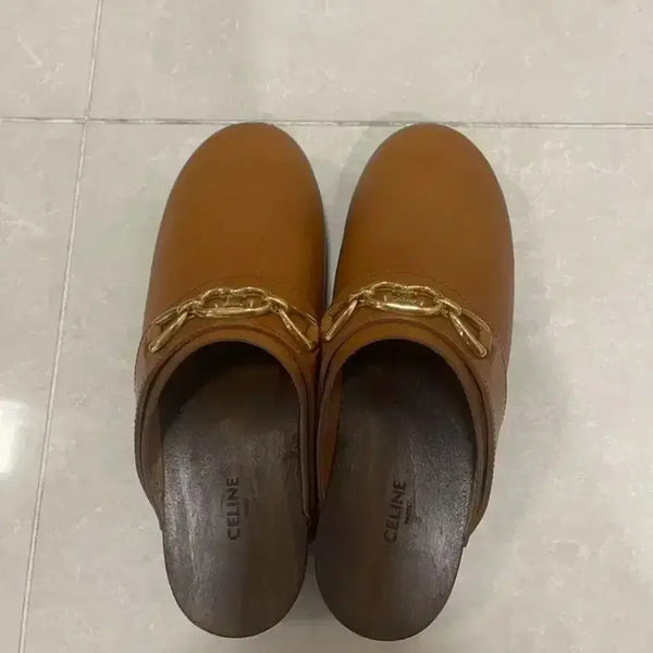 [BUNJANG] Celine Calfskin Clogs Mules Tan EU37 / 셀린느 클로그 뮬 카프스킨 탠 37(EU240)[새상품]