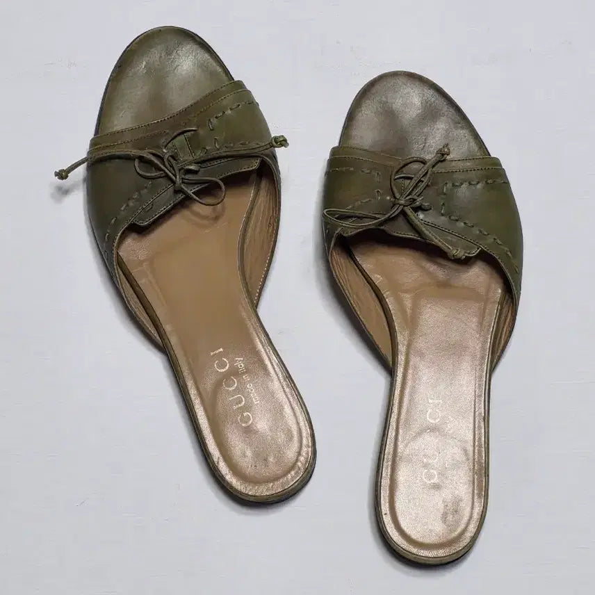 [BUNJANG] Gucci Green Ribbon Mule Sandals / 정품 구찌 그린 뮬 샌들 240
