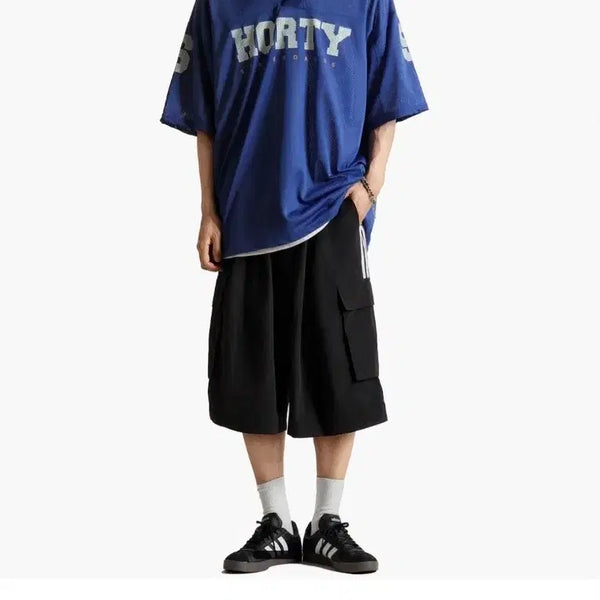 [BUNJANG] Horty Track Mesh V-Neck Oversized T-Shirt / 호르티 트랙 매쉬 브이넥 리얼 박스 반팔 티셔츠