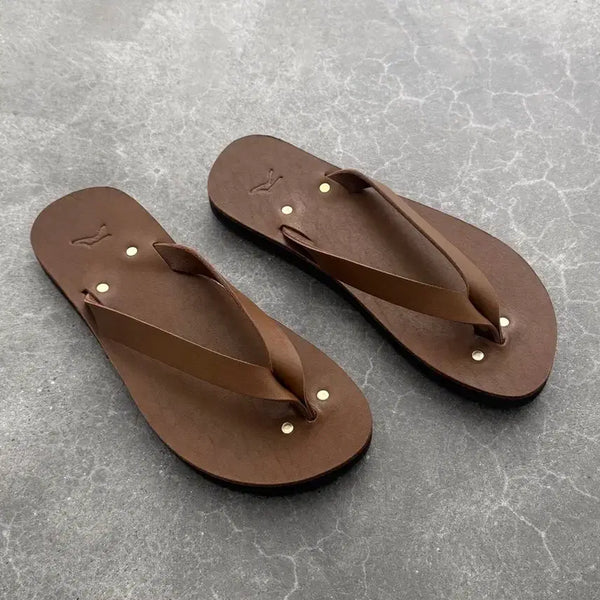 [BUNJANG] Akimbo Club Leather Flip Flops / 아킴보클럽 레더 플립플랍 쪼리