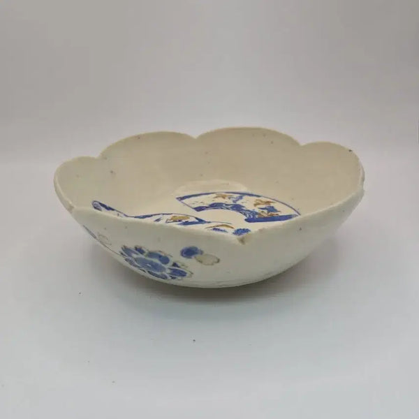 [BUNJANG] Antique Celadon Porcelain Flower-Shaped Bowl / 골동품 청화백자 선형문 화형발
