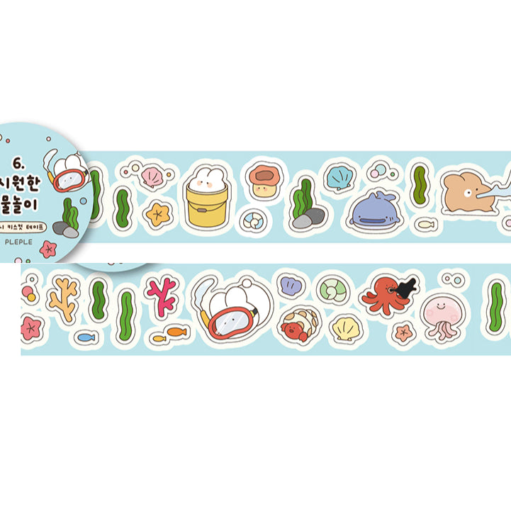 [BUNJANG] Ple Ple Bonnie Refreshing Water Play Washi Tape Set / 키스컷 띵) 플레플레 보니 시원한 물놀이 마테 다꾸 다이어리 꾸미기