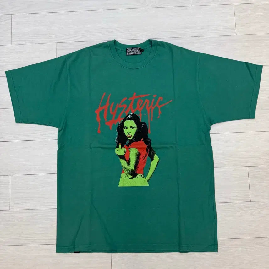 [BUNJANG] Hysteric Glamour Graphic Print Short Sleeve T-Shirt Green L / 히스테릭글래머 반팔 티셔츠  그린 L