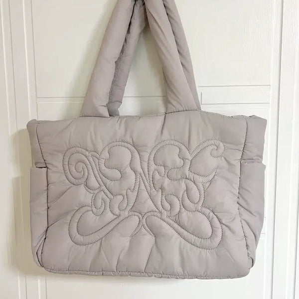 [BUNJANG] Fancy Club Cuddle Padded Shoulder Bag Light Grey / 팬시클럽 커들 패딩 숄더백 라이트 그레이