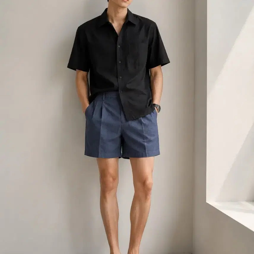 [BUNJANG] Navy Check Shorts (34 Inch) / 택달린 새상품/34/네이비 체크 반바지